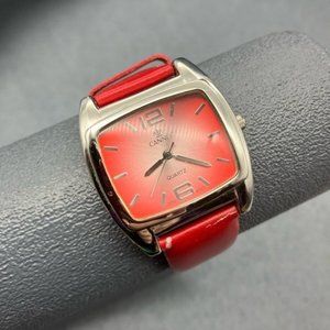 Cannes Ladies Watch As Is Red Strap Pink Face Silver Retro Soft Girl Cottage